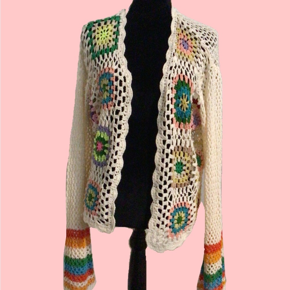 Colorful Crochet Knit Sweater